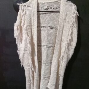 Ariat Cream Textured Open-Front Cardigan